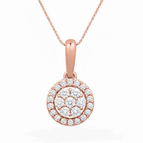 0.25ct Round Diamond Single Halo Pendant