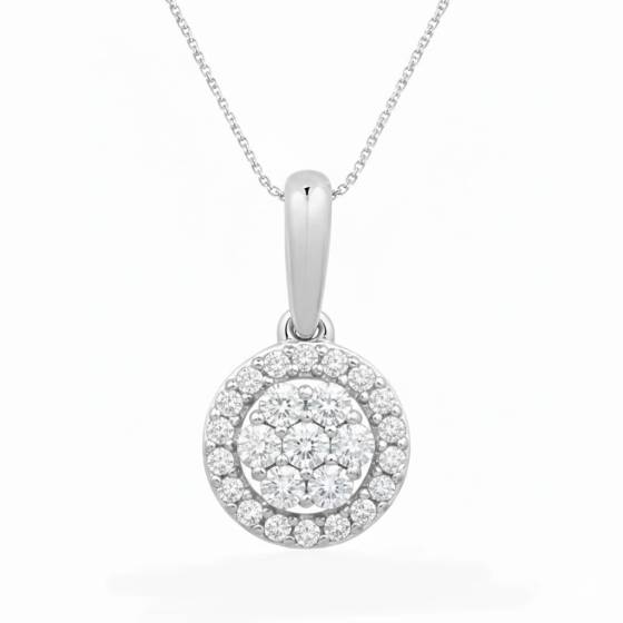 0.25ct Round Diamond Single Halo Pendant
