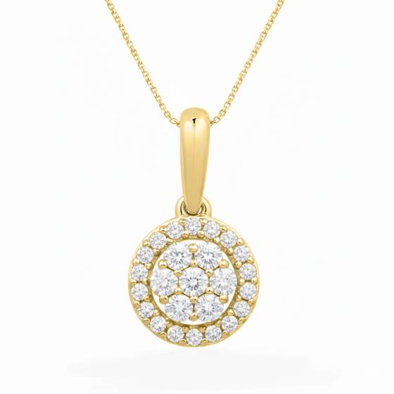 0.25ct Round Diamond Single Halo Pendant
