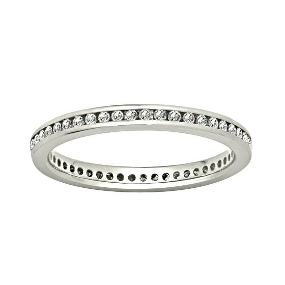 0.35ct VS/E-F Natural Round Diamond Eternity Ring in 18k White Gold