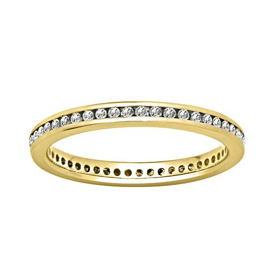 0.36ct VS/E-F Natural Round Diamond Eternity Ring in 18k Yellow Gold