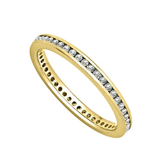 0.33ct VS/E-F Natural Round Diamond Full Eternity Ring in 18k Yellow Gold