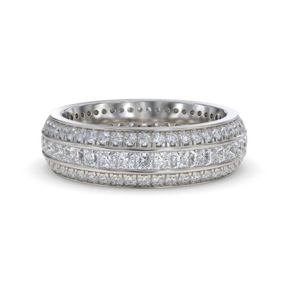 1.25ct Elegant Princess and Round Diamond Multi Row Dress Ring
