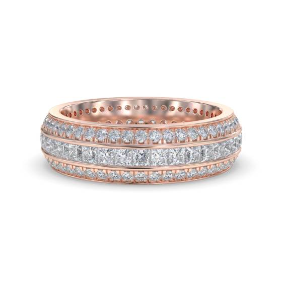 1.25ct Elegant Princess and Round Diamond Multi Row Dress Ring