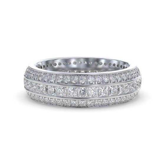 1.25ct Elegant Princess and Round Diamond Multi Row Dress Ring