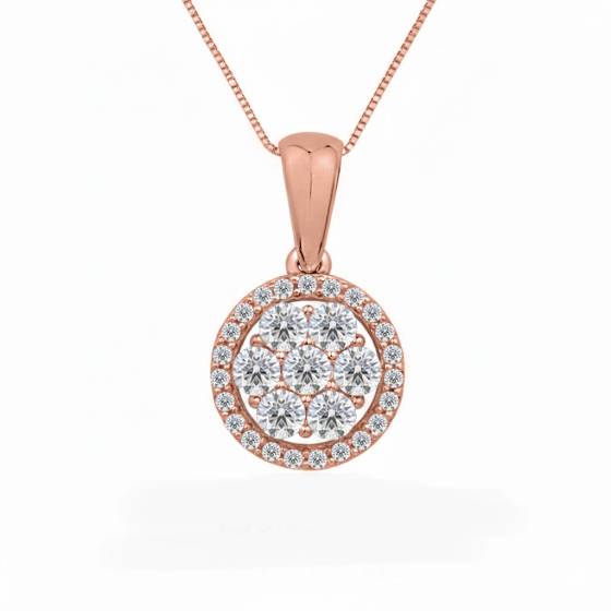 0.50ct Round Diamond Single Halo Pendant