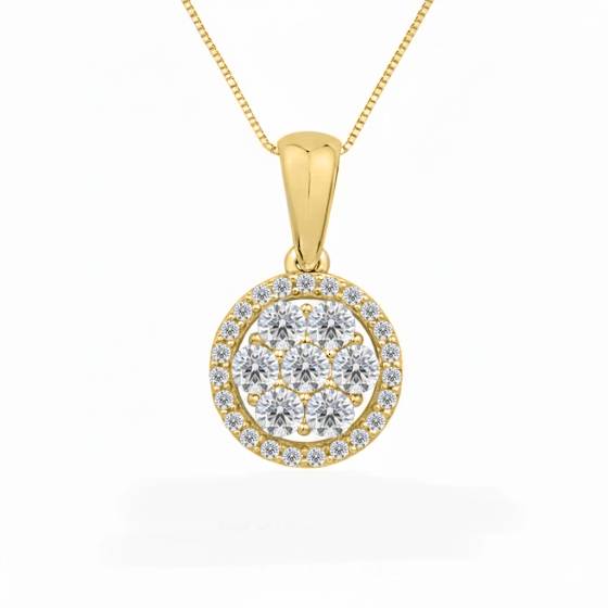 0.50ct Round Diamond Single Halo Pendant