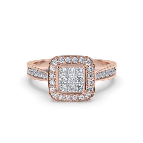Single Halo Diamond Cluster Shoulder Set Ring