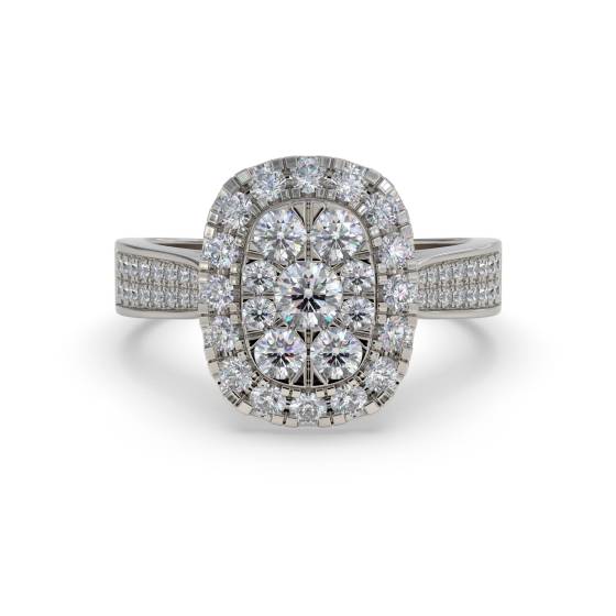 Single Halo Diamond Cluster Shoulder Set Ring