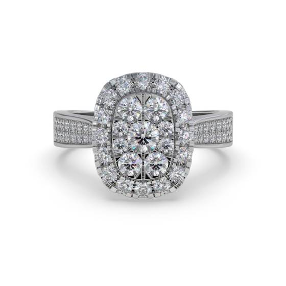 Single Halo Diamond Cluster Shoulder Set Ring