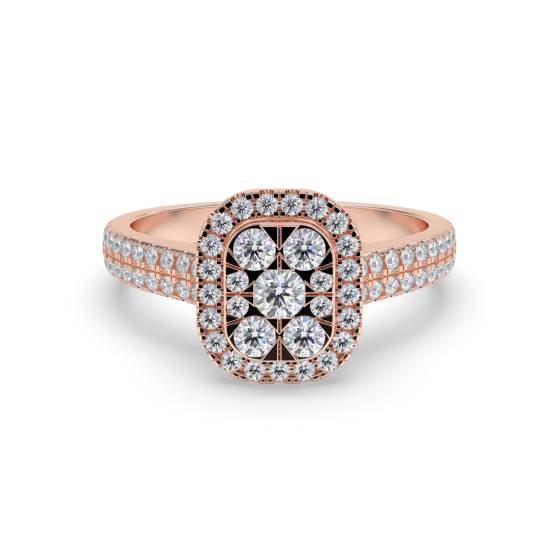 Halo Diamond Cluster Shoulder Set Ring