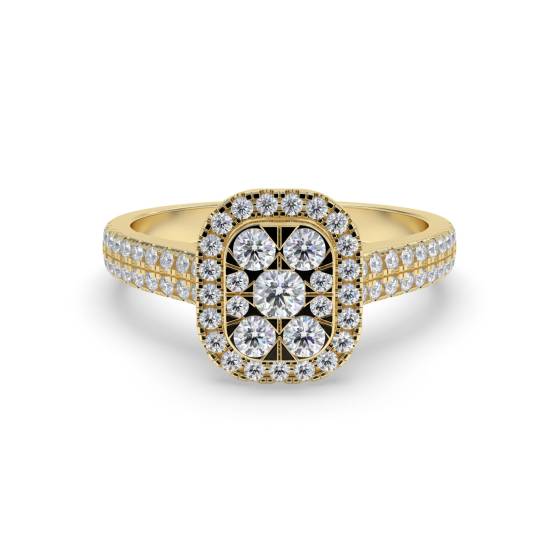 Halo Diamond Cluster Shoulder Set Ring