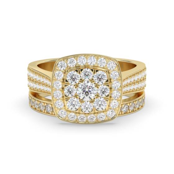 Single Halo Round Diamond Cluster Bridal Set