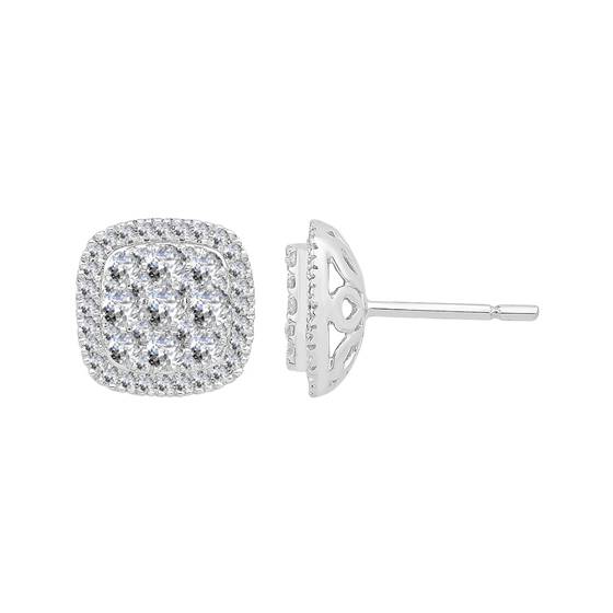 1.03ct VS/E-F Round Natural Diamond Cluster Earrings
