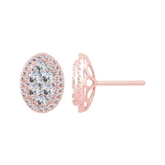 1.02ct VS/E-F Round Natural Diamond Cluster Earrings