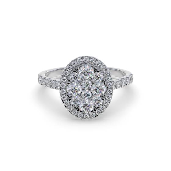 1.00ct Elegant Round Diamond Cluster Ring