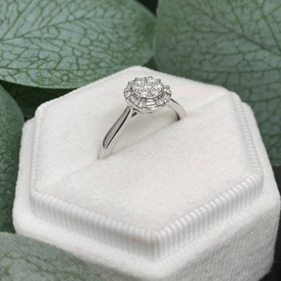 0.23ct VS/E-F Natural Round Diamond Cluster Ring in 18k White Gold