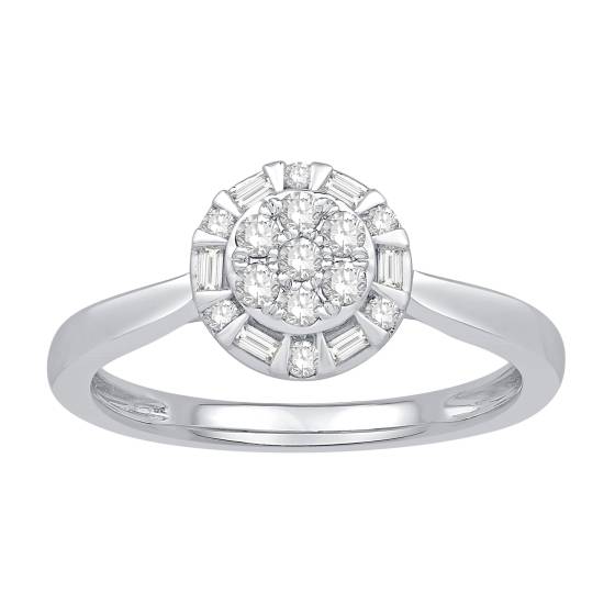 0.23ct VS/E-F Natural Round Diamond Cluster Ring in 18k White Gold