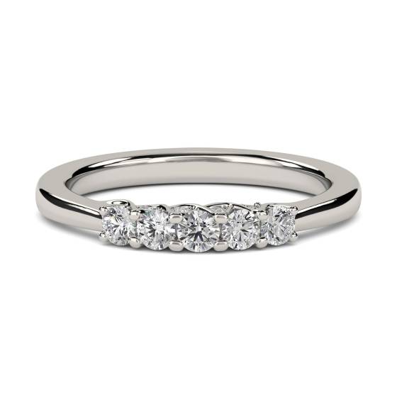 0.25ct VS/E-F Natural Round Diamond 5 Stone Ring in Platinum