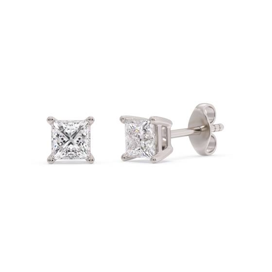 0.30ct VS/E-F Princess Diamond Stud Earrings