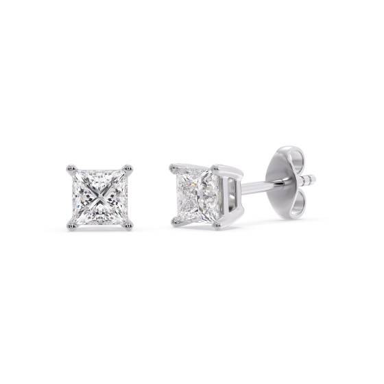 0.30ct VS/E-F Princess Diamond Stud Earrings