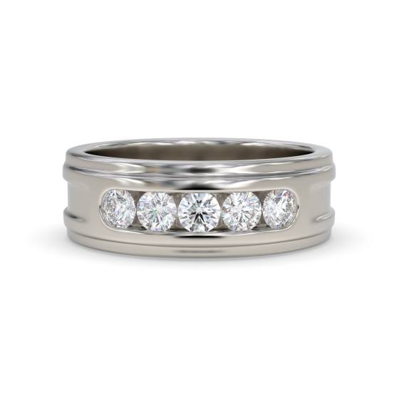 7mm Mens Round Diamond Ring