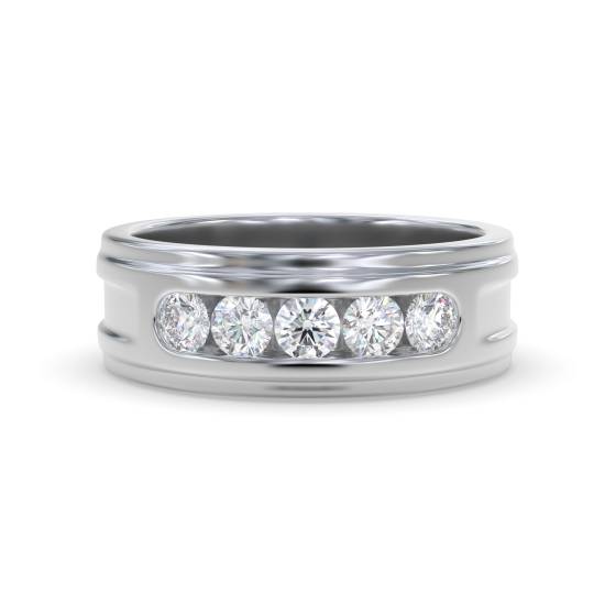 7mm Mens Round Diamond Ring
