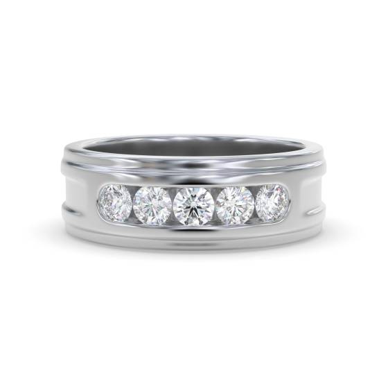 0.50ct VVS1/DE Round Natural Diamond Gents Ring