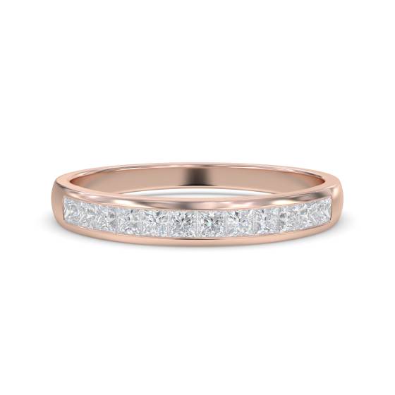 0.36ct VS/E-F Natural Princess Diamond Eternity Ring in 18k Rose Gold