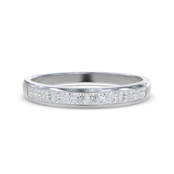 0.33ct VS/E-F Natural Princess Diamond Eternity Ring in 18k White Gold