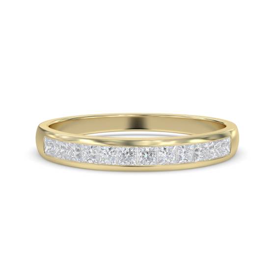 0.36ct VS/E-F Natural Princess Diamond Eternity Ring in 18k Yellow Gold