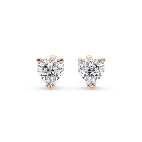 Classic Heart Diamond Stud Earrings
