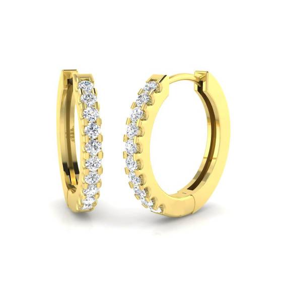 0.19ct SI2/G Round cut Natural Diamond Hoop Earrings in 18k Yellow Gold