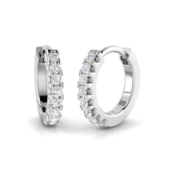 0.07ct SI2/G Round cut Natural Diamond Hoop Earrings in 18k White Gold