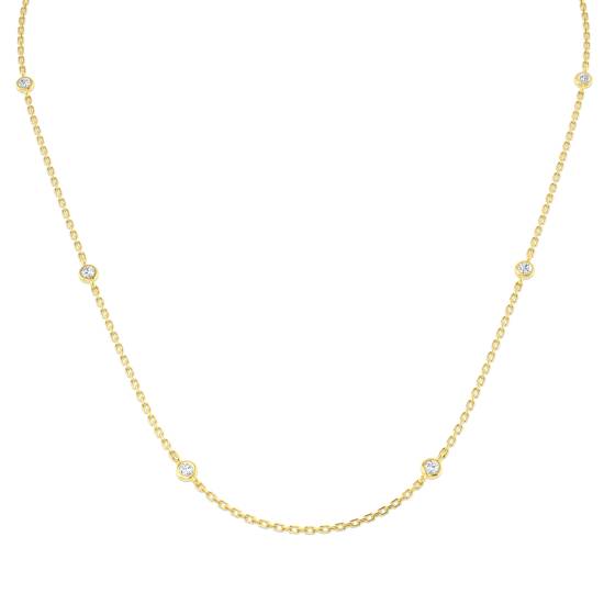 1.20ct SI2/G Round cut Natural Diamond Spectacle Necklace in 18k Yellow Gold