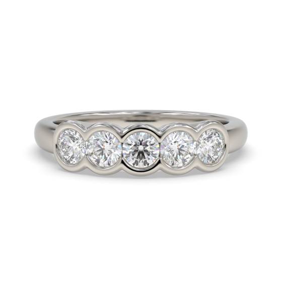 0.75ct VS/F-G Round 5 Stone Diamond Bezel Set Ring