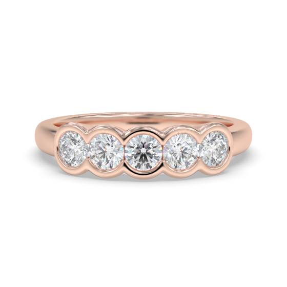 0.75ct VS/F-G Round 5 Stone Diamond Bezel Set Ring