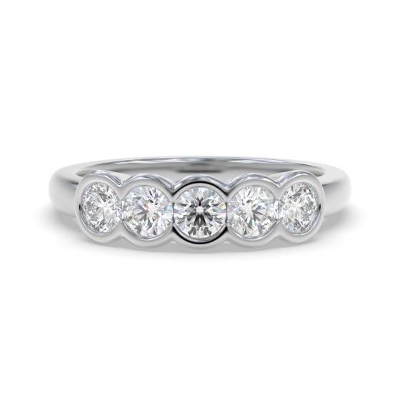 0.75ct VS/F-G Round 5 Stone Diamond Bezel Set Ring