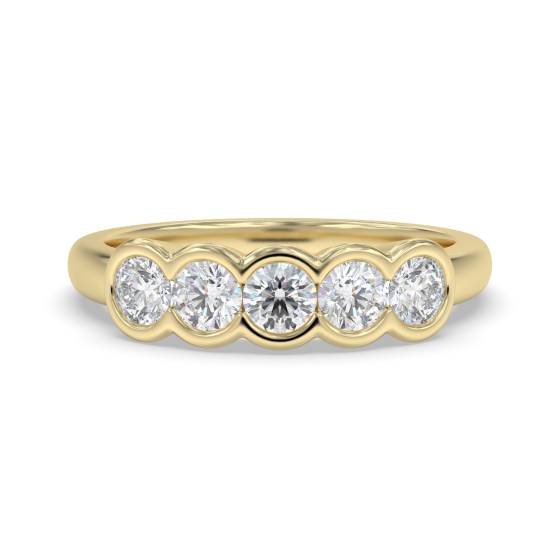 0.75ct VS/F-G Round 5 Stone Diamond Bezel Set Ring