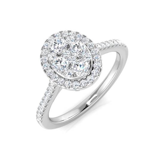 0.45ct SI2/G Round cut Natural Diamond Cluster Ring in 9k White Gold