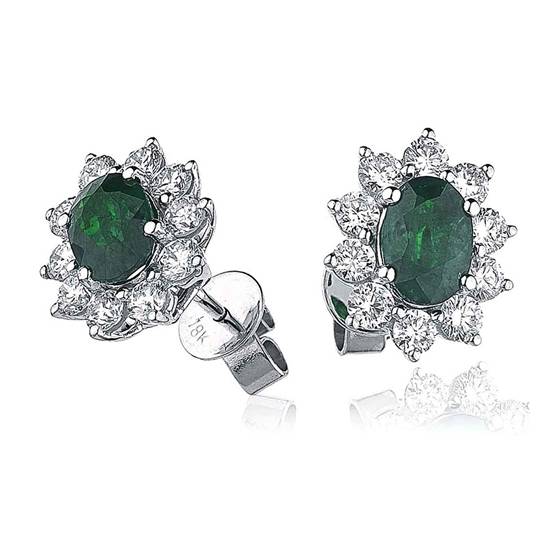 Emerald and Diamond Cluster Earrings