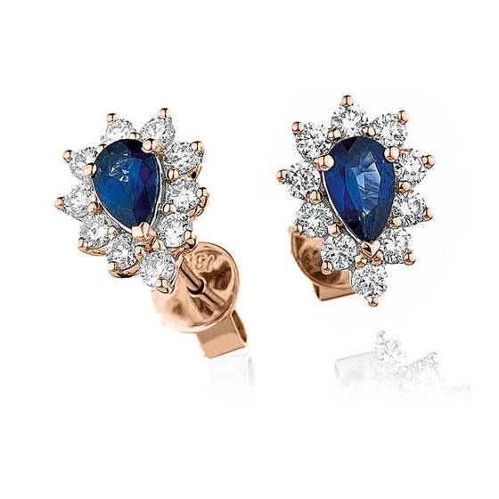 Blue Sapphire and Diamond Cluster Earrings