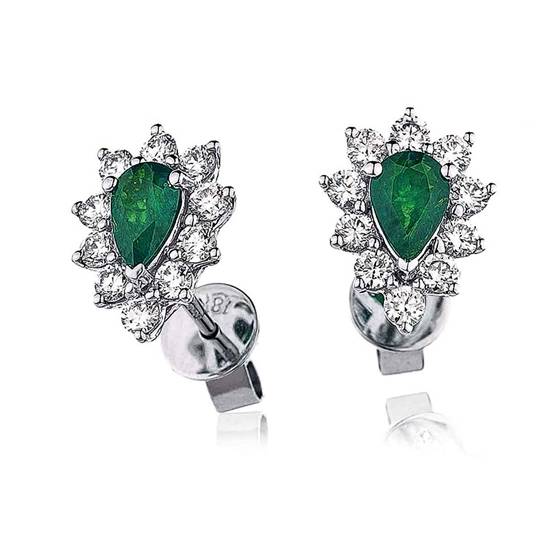 Emerald and Diamond Cluster Earrings