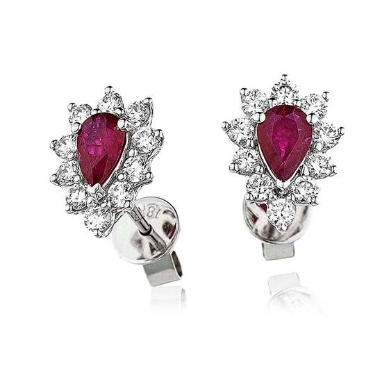 Ruby and Diamond Cluster Earrings