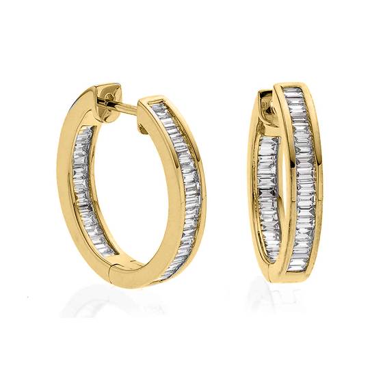 Elegant Baguette Diamond Hoop Earrings