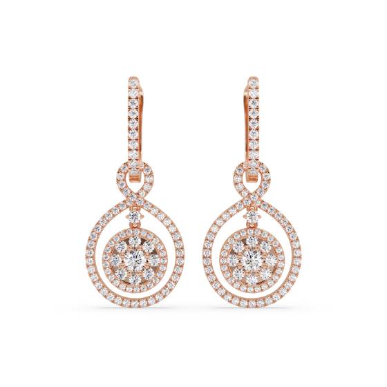 Modern Round Diamond Drop Earrings