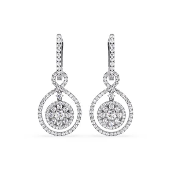 Modern Round Diamond Drop Earrings