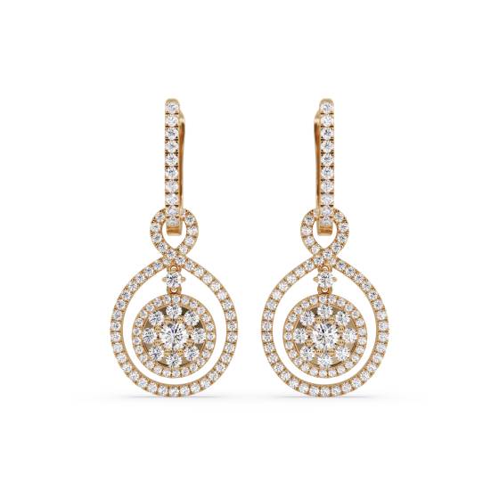 Modern Round Diamond Drop Earrings