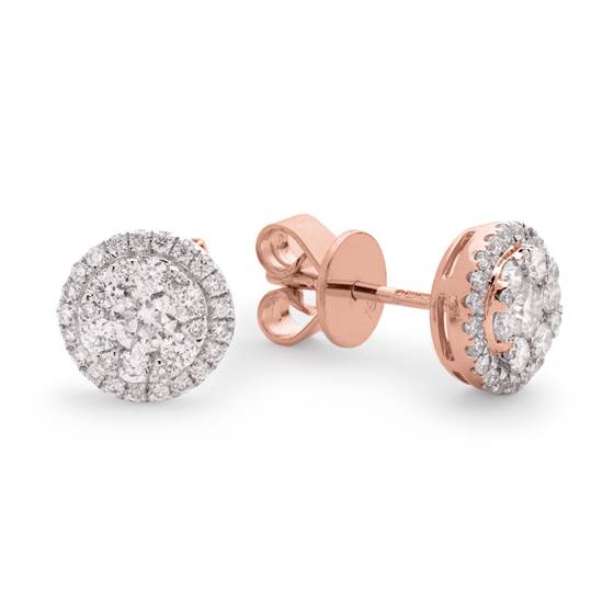 0.85ct Classic Round Diamond Cluster Earrings