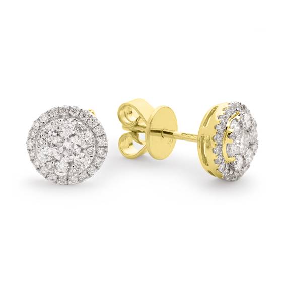 0.85ct Classic Round Diamond Cluster Earrings
